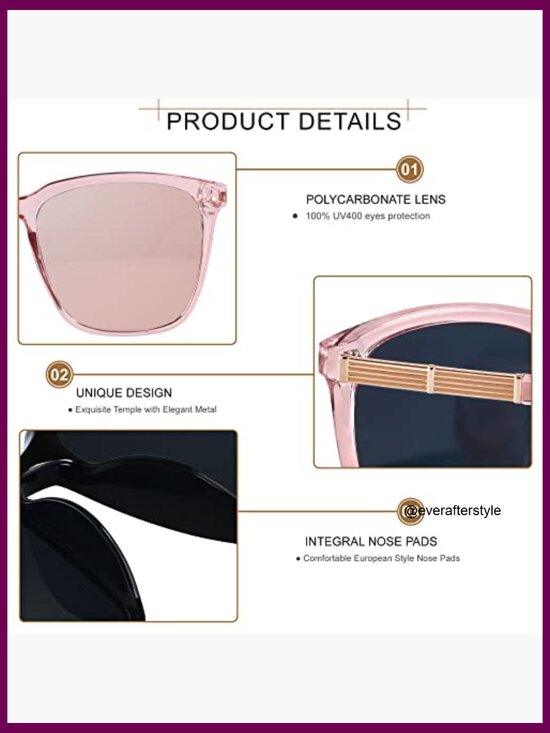Oversized Square Sunglasses UV Protection Mirrored Lens Plastic Frame main image 4